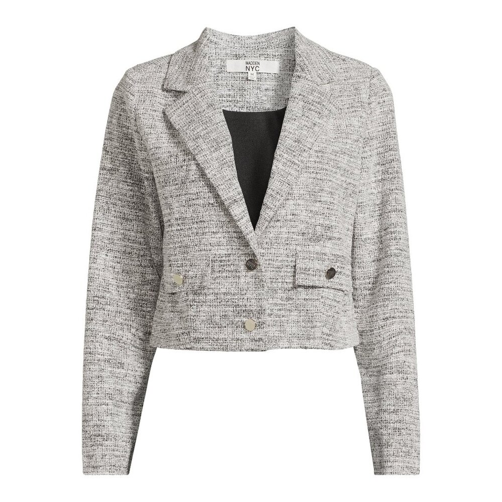 Madden NYC‎ Womens Tweed Cropped Blazer Jacket Size S